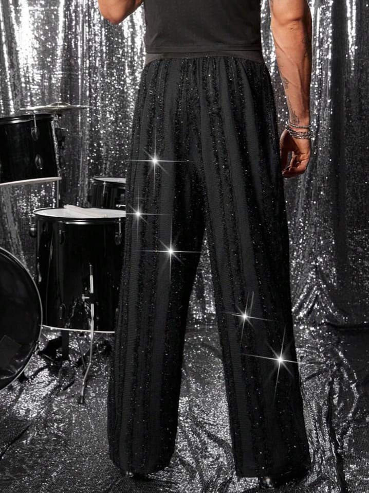 WILDFASHION Men's Jacquard Beaded Unique High Street Style Lounge Pant